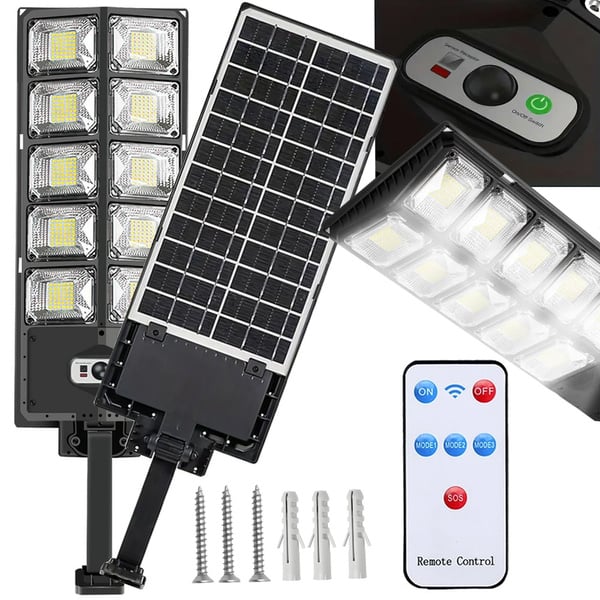 Solcellsdriven LED Strålkastare Utomhus med Rörelsesensor och Fjärrkontroll IP67