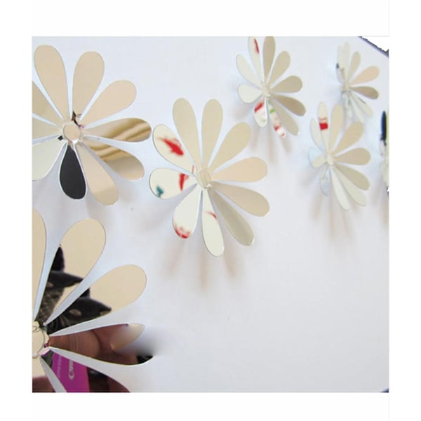 Väggdekoration 12-pack Blommor 3D Silver Väggdekal Stickers Väggdekor