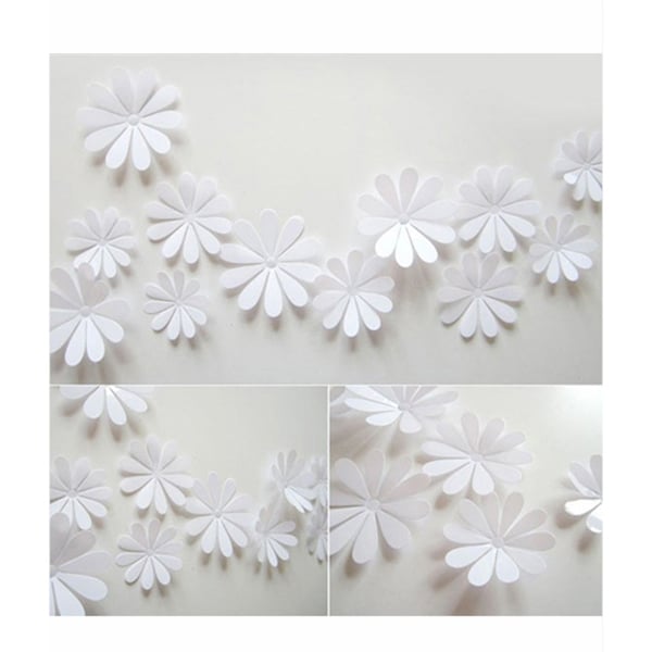 Väggdekoration 12-pack Blommor 3D Vit Väggdekal Stickers Väggdekor