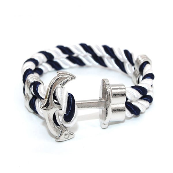 Trendy armbånd reb med anker i metalblå / hvid / sølv Trendy armbånd reb med anker i metalblå / hvid / sølv