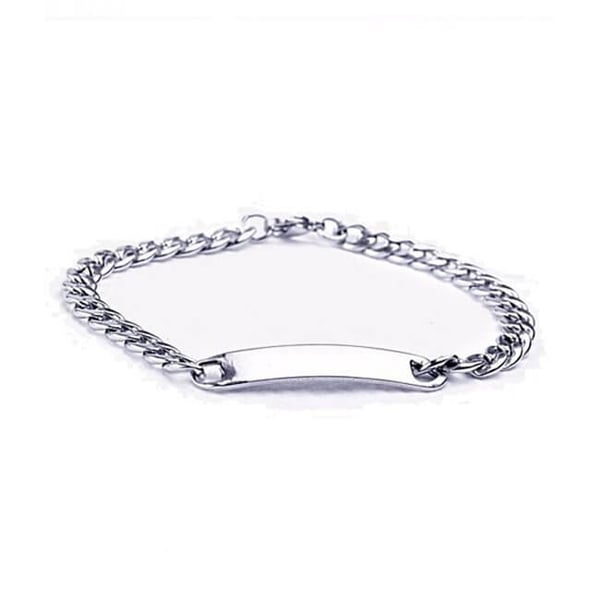 Kedja Armband Länk med ID Bricka Stål Silver