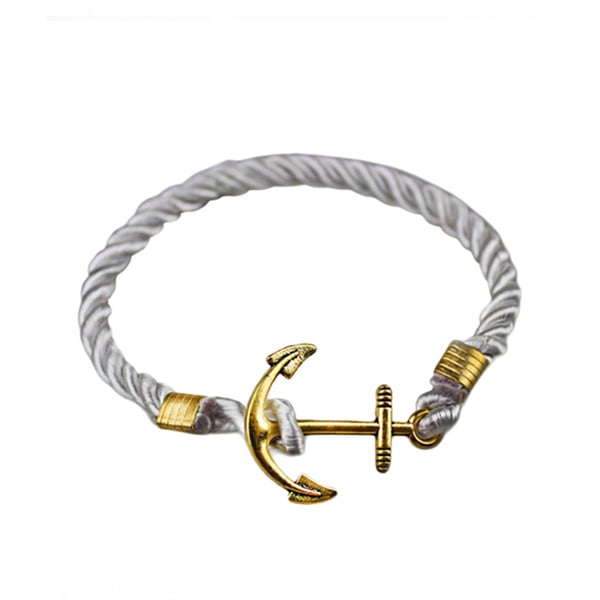 Trendigt Armband Rep med Ankare i Metall (Vit/Guld)