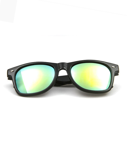 Retro Wayfarer solbriller sort spejlglas guld