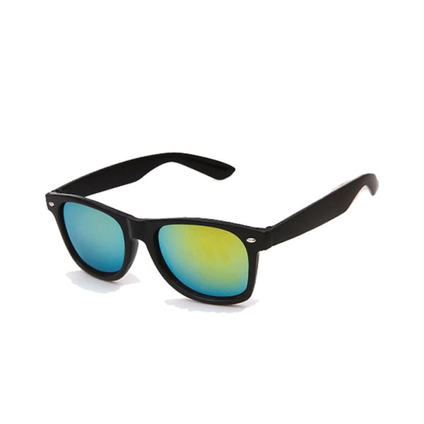 Retro Wayfarer Solglasögon Svart Spegelglas Guld