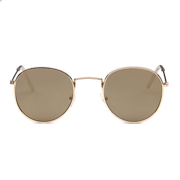 Runde solbriller retro gullbrunt glass + senil streng