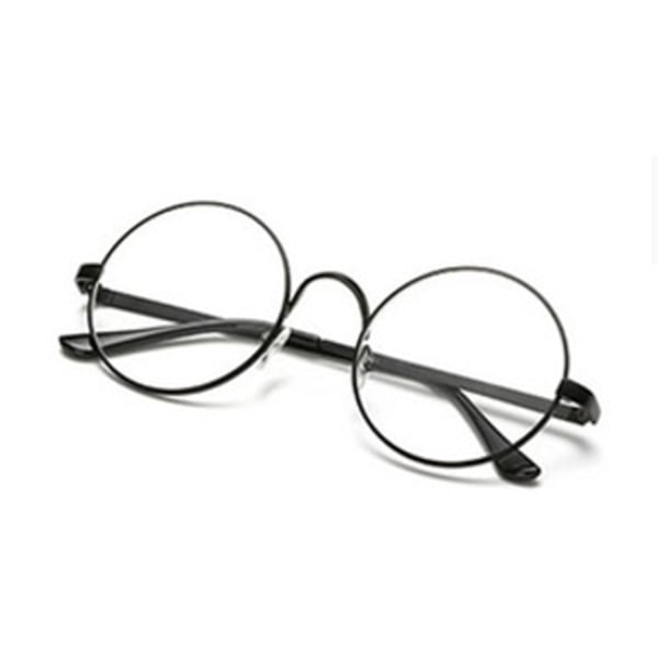 Retro runde briller sort klart glas uden styrke