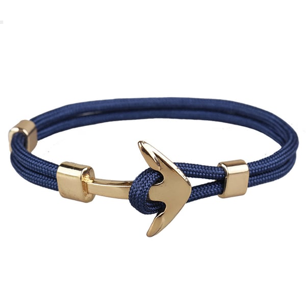 Trendy stoffarmbåndstau med anker i metallblått/gull Trendy stoffarmbåndstau med anker i metallblått/gull