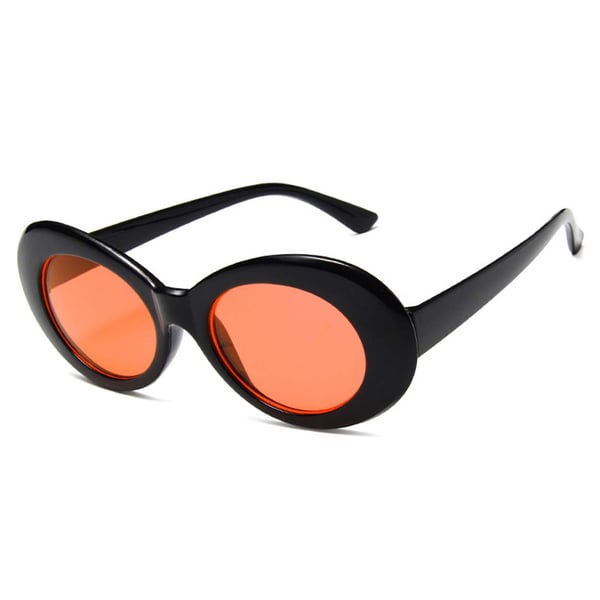 Svarta Stora Runda Retro Solglasögon Ljust Glas