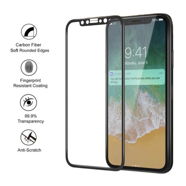 iPhone XS HD Skjermbeskytter herdet glass svart