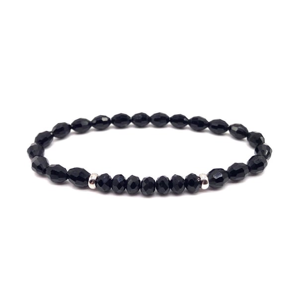 Trendigt Armband Svart Kristall  Silver detaljer
