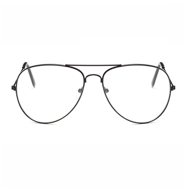 Svarta Pilot Glasögon Klarglas Aviator Klart Glas