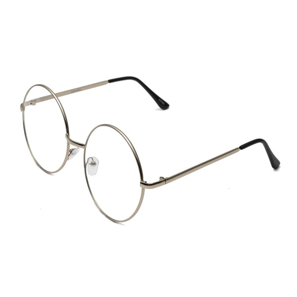 Retro runde briller sølv metal klar glas uden styrke