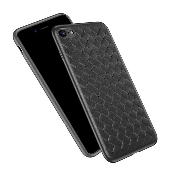 iPhone 8 Plus Mobilskal Flätat Svart Läder Skinn iPhone 8 Plus Mobilskal Flätat Svart Läder Skinn
