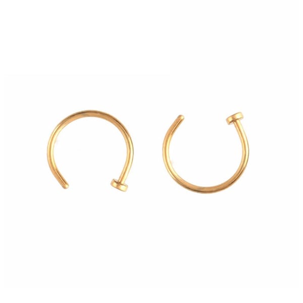 2-pack Guld Fake Piercing Läpp Näsring Septum Läppring utan Hål