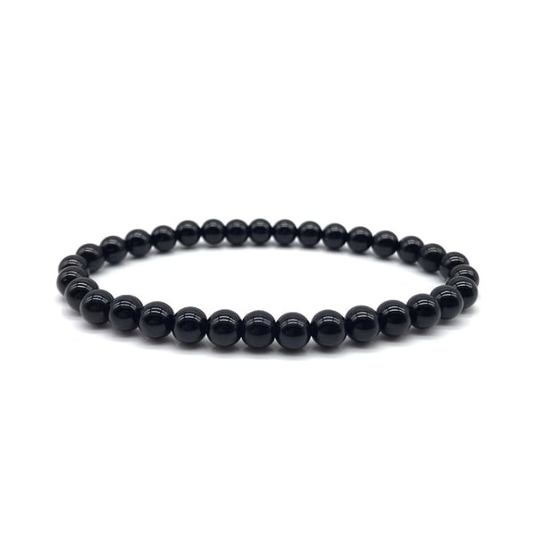 Handgjort Armband 6mm Svarta Stenar Stenpärlor