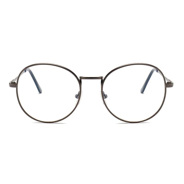 Retro Runda Ovala Glasögon Grå Klart Glas utan Styrka