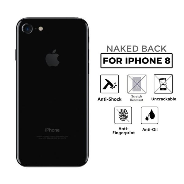 iPhone 8 gjennomskinnelig hudbeskyttende plast tilbake