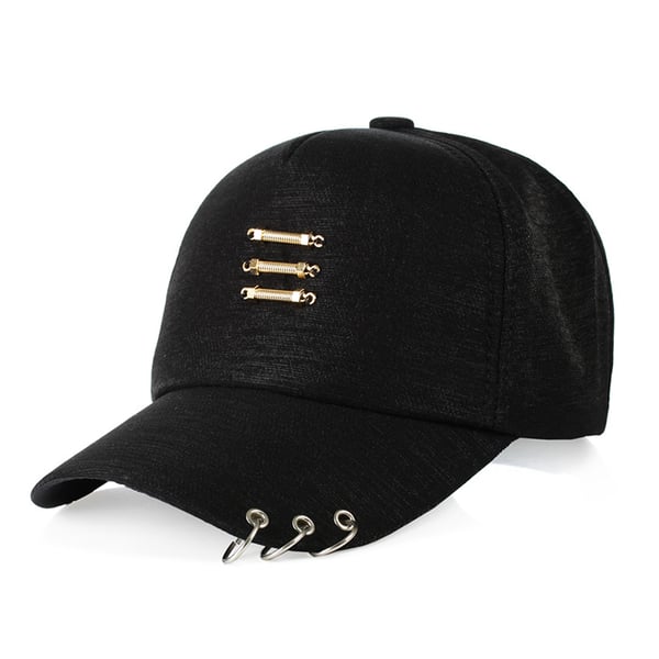 Svart Snapback Keps Dad Hat Kpop Metalldetaljer Street