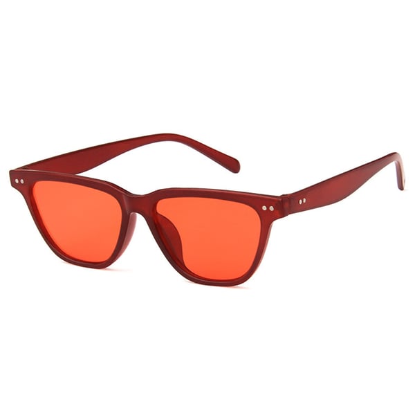 Röda Retro Wayfarer Solglasögon Rött Glas