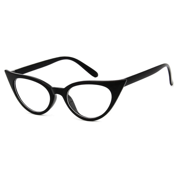 Svarta Retro Cateye Glasögon Klarglas Klart Glas utan Styrka