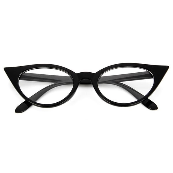 Svarta Retro Cateye Glasögon Klarglas Klart Glas utan Styrka