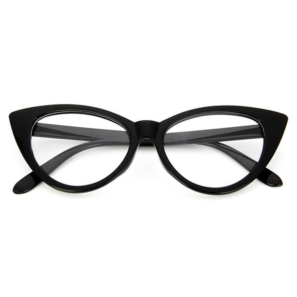 Musta retro cateye -lasit kirkas lasi kirkas lasi ilman voimaa