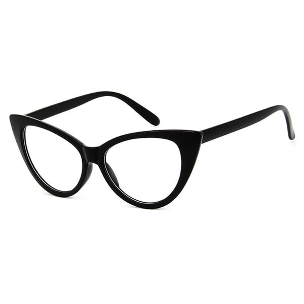 Svarta Retro Cateye Glasögon Klarglas Klart Glas utan Styrka
