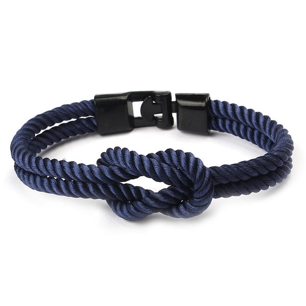 Mörkblått Handgjort Tygarmband Knut Rep Herrarmband Navy