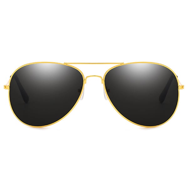 Gold Aviator Pilot Sunglasses Black Glass + Senile Cord