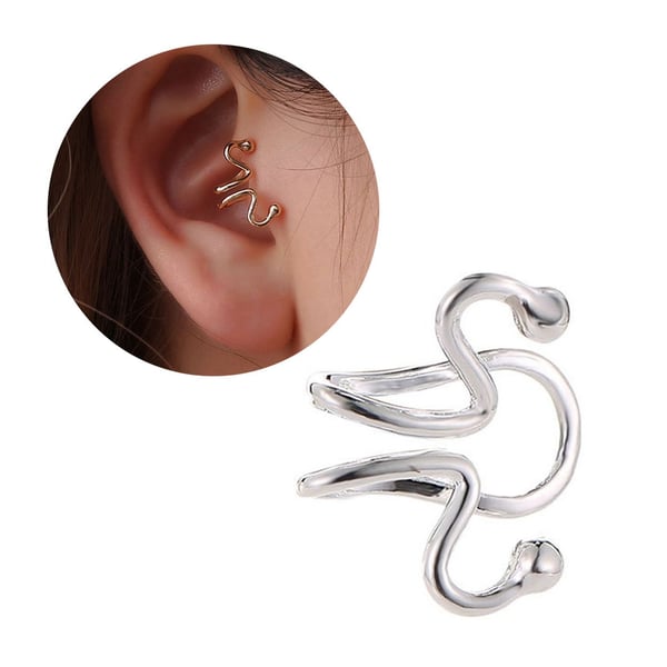 Fake Helix Tragus Piercing Öron Örhänge Ear Cuff utan Hål Silver