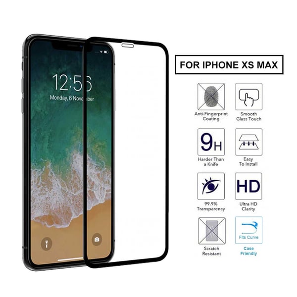 iPhone XS Max HD 3D -skjermbeskytter speket glass karbonfiber