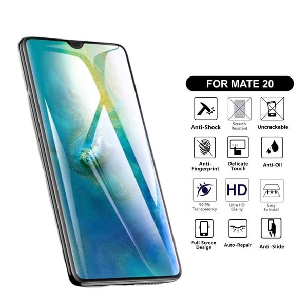 Heltäckande Huawei Mate 20 Skärmskydd Nanoedge Skyddsplast