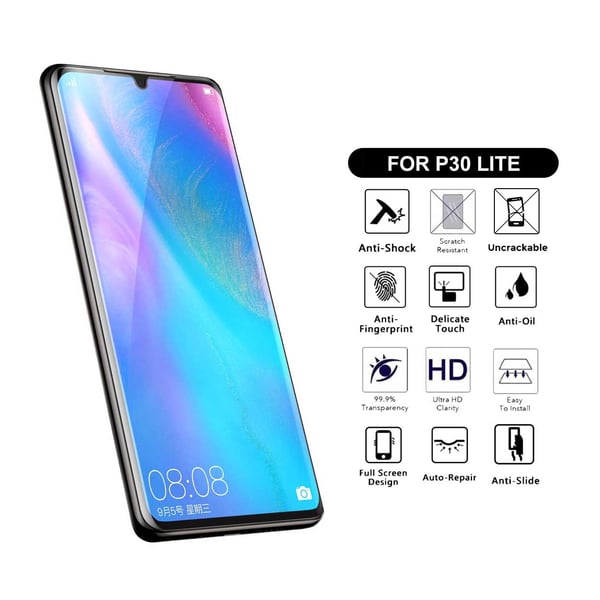 Omfattende Huawei P30 Lite Screen Protector NanoEdge beskyttelsesplastikk