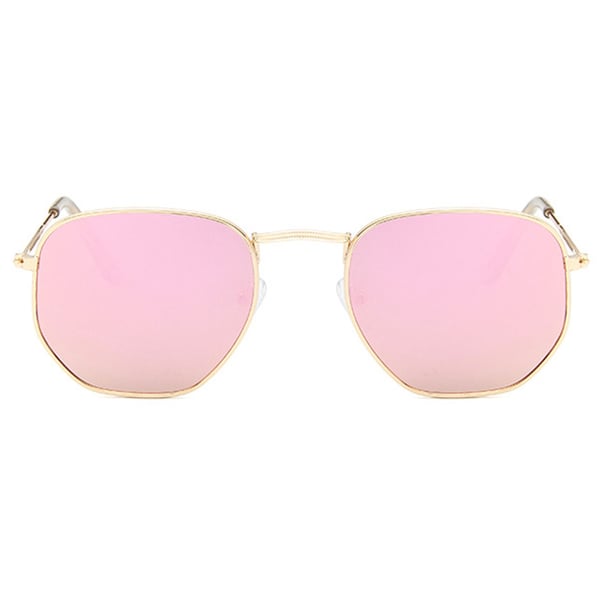 Runde solbriller Gold Pink Mirror Glass