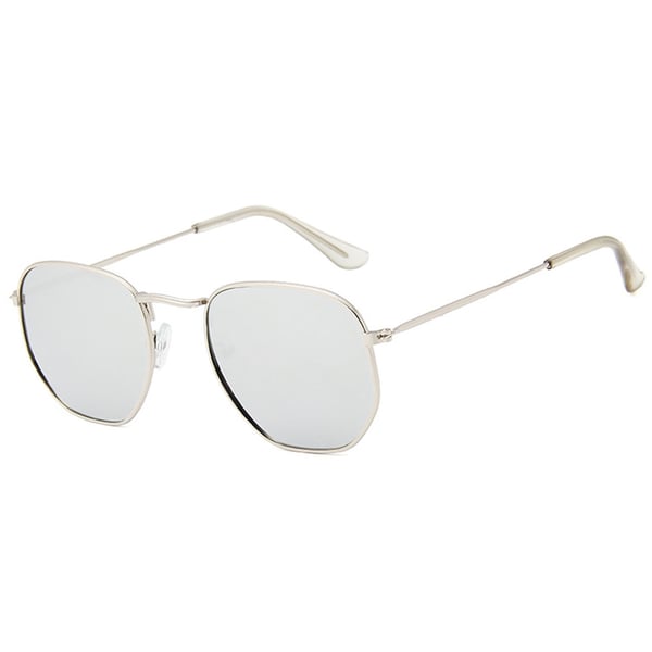 Runda Solglasögon Metall Silver Spegelglas