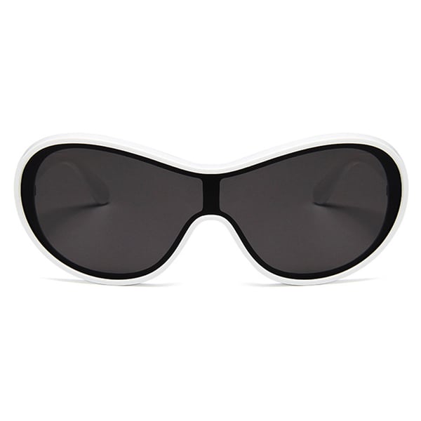 Store futuristiske solbriller White Frame Black Glass + Senile String