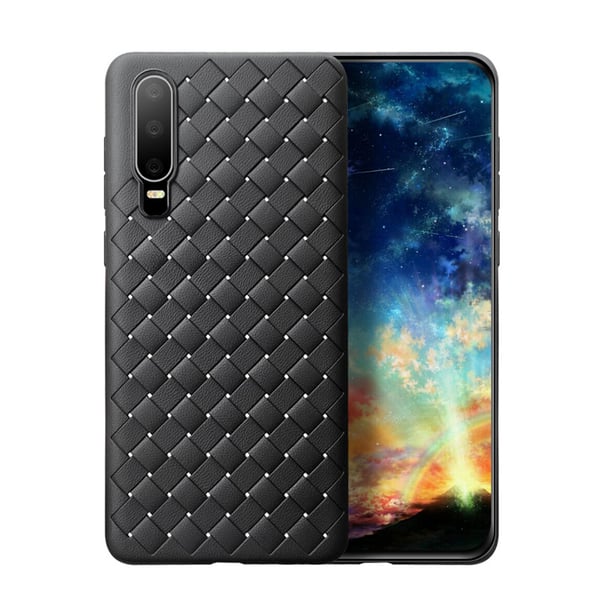 Huawei P20 Mobilskal Flätat Svart Läder Skinn