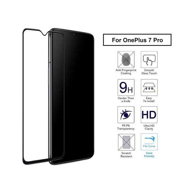 OnePlus 7 Pro Heltäckande HD Skärmskydd Kolfiber Härdat Glas