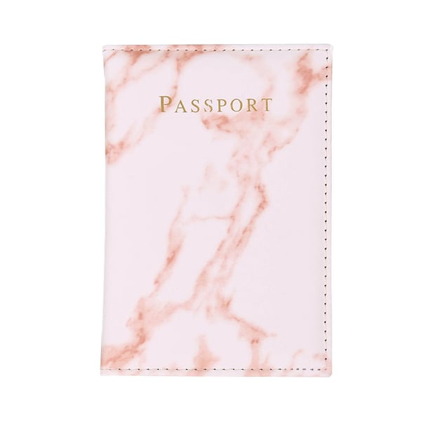 Passfodral Passhållare Rosa Marmor Skinn Läder Guld