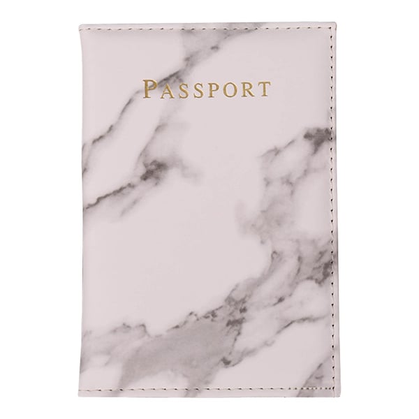 Passport Case Pass Holder Hvid Marmor Læder Læder Guld