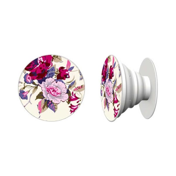 Pink Flowers Button Universal Grip Holder Set Mobiltelefon