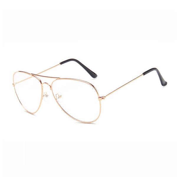Retro Roseguld Pilot Aviator Glass Clear Glass Clear Glass ilman lujuutta