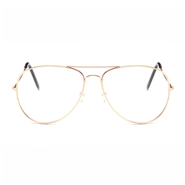Retro Roseguld Pilot Aviator Glasögon Klarglas Klart Glas utan Styrka