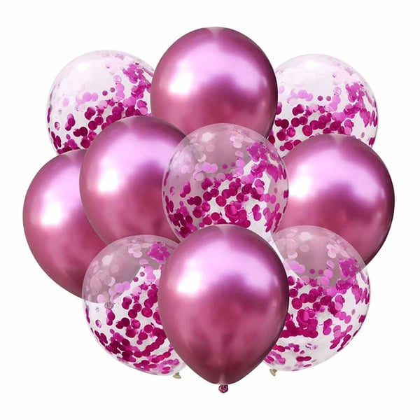10-pack Ballonger Rosa Metallic Konfettiballonger Födelsedag