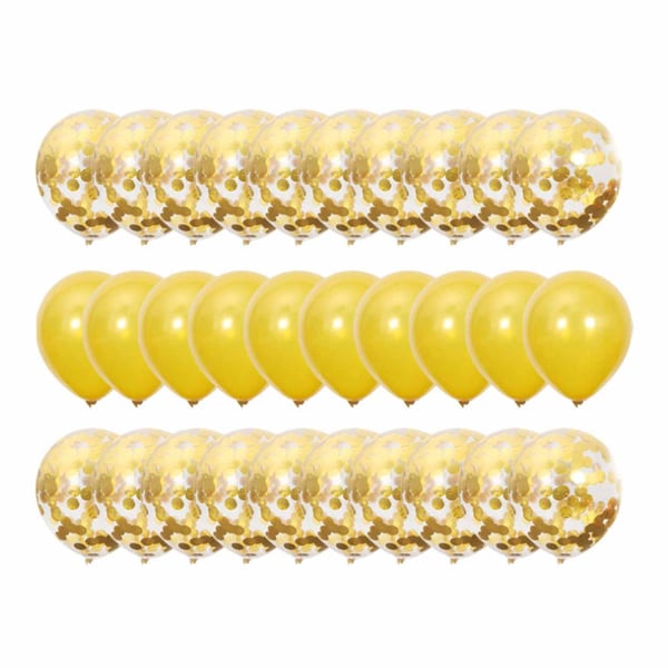 30-pack Ballonger Guld Konfettiballonger Födelsedag 31cm