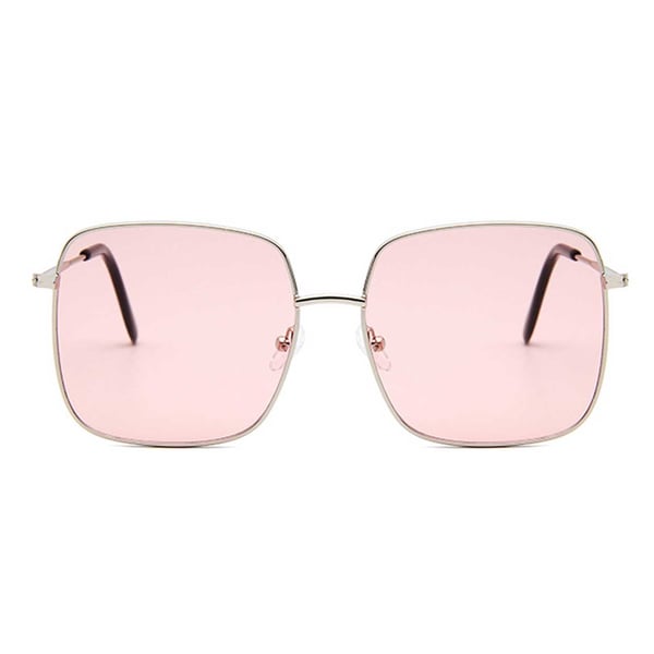 Fyrkantiga Metall Solglasögon Silver Rosa Glas