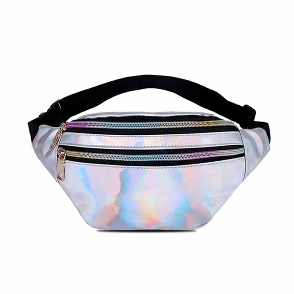 Glansig Metallic Midjeväska Magväska Cross Body Bum Bag – Silver