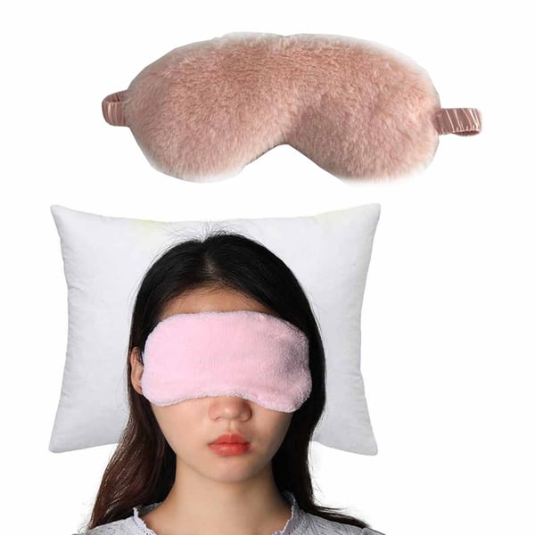 Mjuk Lurvig Rosa Sovmask Fluffig Ögonmask Flyg Resor