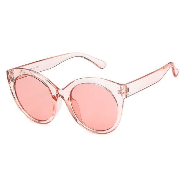 Runda Genomskinliga Rosa Solglasögon Retro Cateye