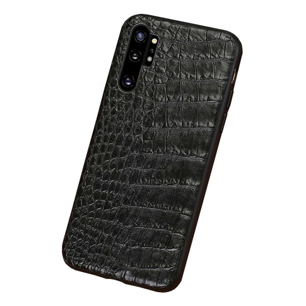 Galaxy Note 10 Plus Mobilskal Svart Läder Skinn Krokodil Skal